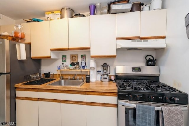 46A James St Unit B, Newark City, NJ 07102 - kitchen with appliances with stainless steel finishes, under cabinet range hood, a sink, and light countertops