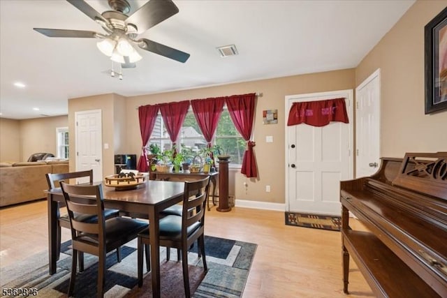 13 Oklahoma Trl, Hopatcong Boro, NJ 07843 - dining space with light wood-type flooring, a ceiling fan, and recessed lighting