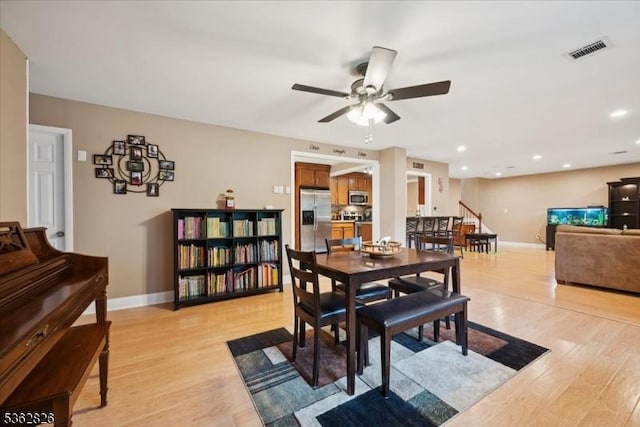 13 Oklahoma Trl, Hopatcong Boro, NJ 07843 - dining area featuring a ceiling fan, light wood-style flooring, and recessed lighting