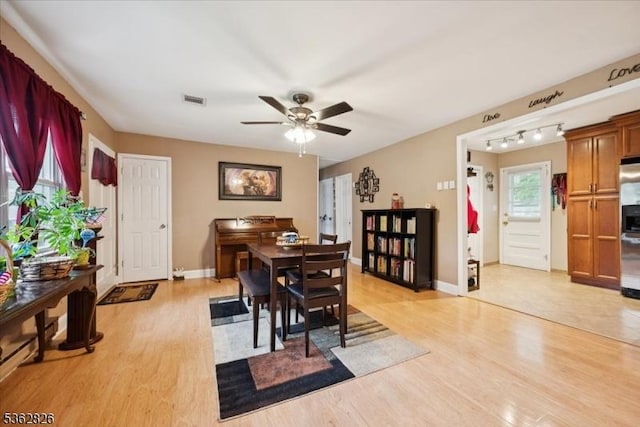 13 Oklahoma Trl, Hopatcong Boro, NJ 07843 - dining room featuring a ceiling fan and light wood-style flooring