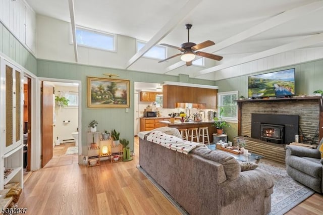 907 Meadowbrook Rd, Stillwater Twp, NJ 07860 - living area featuring light wood-type flooring and ceiling fan