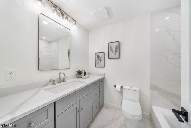 519 Lenox Ave, Westfield Town, NJ 07090 - full bath with vanity, toilet, and marble finish flooring