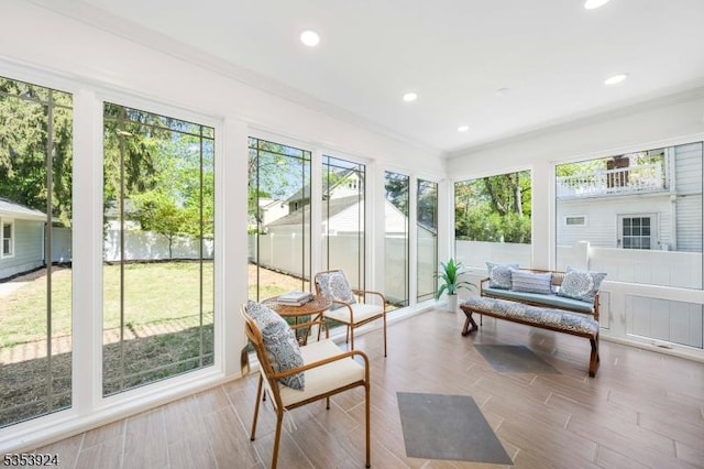 519 Lenox Ave, Westfield Town, NJ 07090 - sunroom with ornamental molding, recessed lighting, and wood finished floors