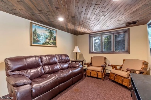 219 Elm Ct, Scotch Plains Twp, NJ 07076 - living room with wood ceiling, carpet, and plenty of natural light