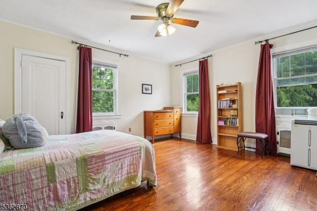 261 Brooklake Rd, Florham Park Boro, NJ 07932 - bedroom featuring multiple windows, wood finished floors, and ceiling fan