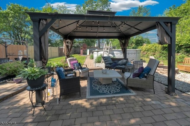 38 Hawthorne Dr, Franklin Twp, NJ 08873 - view of patio / terrace with a gazebo and outdoor lounge area