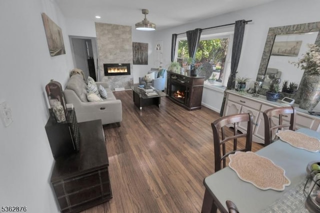 38 Hawthorne Dr, Franklin Twp, NJ 08873 - living area with a fireplace and dark wood-style flooring
