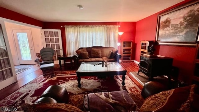 89 Mackerley Rd, Green Twp, NJ 07860 - living area featuring wood finished floors and a wood stove