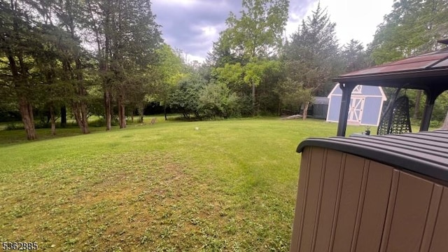 89 Mackerley Rd, Green Twp, NJ 07860 - view of green lawn with a shed and view of scattered trees