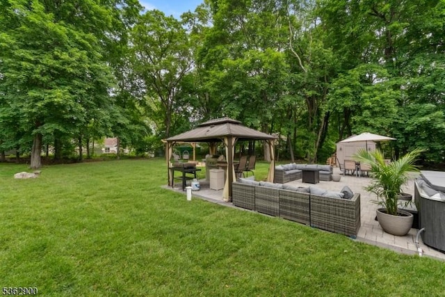 5 N Rose Ln, Mount Olive Twp, NJ 07828 - view of green lawn with a gazebo, an outdoor hangout area, and a patio area