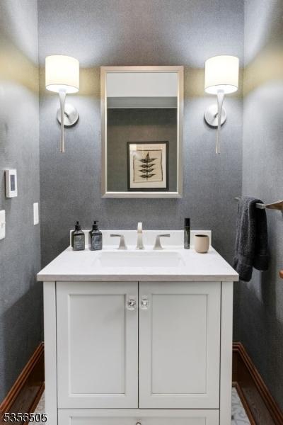 34 Crane Rd, Mountain Lakes Boro, NJ 07046 - bathroom featuring vanity and baseboards