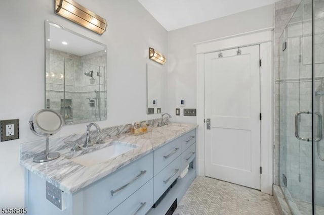 34 Crane Rd, Mountain Lakes Boro, NJ 07046 - bathroom featuring double vanity and a shower stall