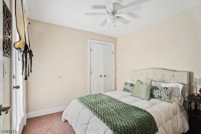 42 Stehr St, Frankford Twp, NJ 07826 - bedroom with carpet flooring, baseboards, a closet, and ceiling fan