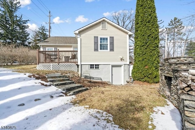 42 Stehr St, Frankford Twp, NJ 07826 - snow covered house featuring a deck