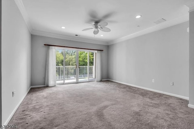 1206 Conrad Way, Franklin Twp, NJ 08873 - carpeted empty room featuring ceiling fan, crown molding, baseboards, and recessed lighting