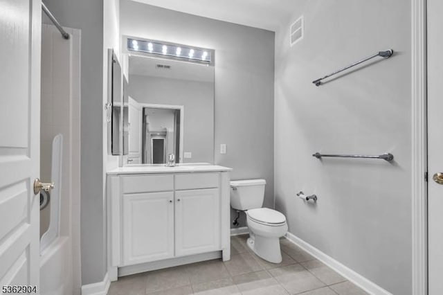 1206 Conrad Way, Franklin Twp, NJ 08873 - bathroom featuring vanity, toilet, tile patterned floors, baseboards, and shower / bathtub combination