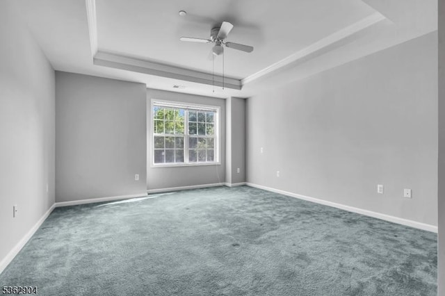 1206 Conrad Way, Franklin Twp, NJ 08873 - unfurnished room featuring a tray ceiling, a ceiling fan, carpet flooring, and baseboards