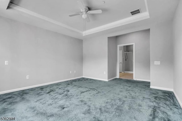 1206 Conrad Way, Franklin Twp, NJ 08873 - carpeted spare room with a raised ceiling, a ceiling fan, baseboards, and crown molding