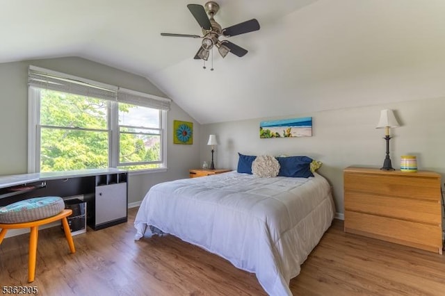 550 Melrose Ave, South Plainfield Boro, NJ 07080 - bedroom with lofted ceiling, wood finished floors, baseboards, and ceiling fan