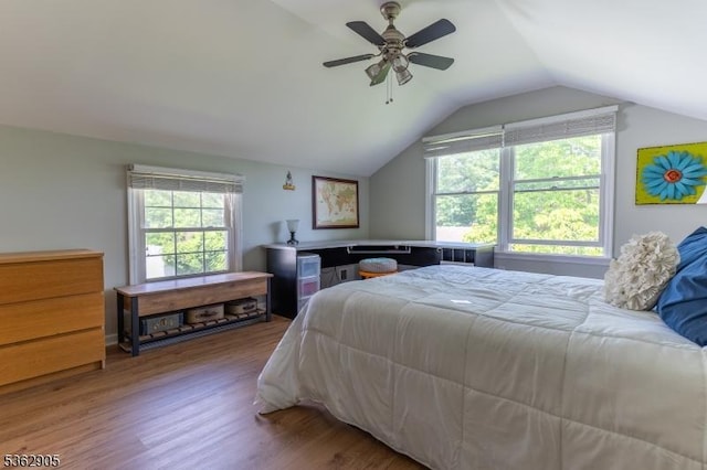 550 Melrose Ave, South Plainfield Boro, NJ 07080 - bedroom with lofted ceiling, multiple windows, wood finished floors, and a ceiling fan