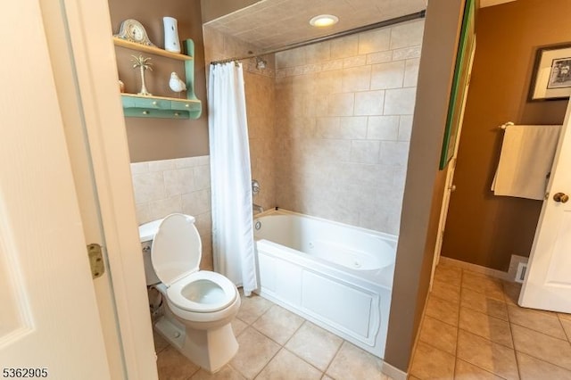 550 Melrose Ave, South Plainfield Boro, NJ 07080 - bathroom with tile patterned floors, shower / bath combination with curtain, and toilet