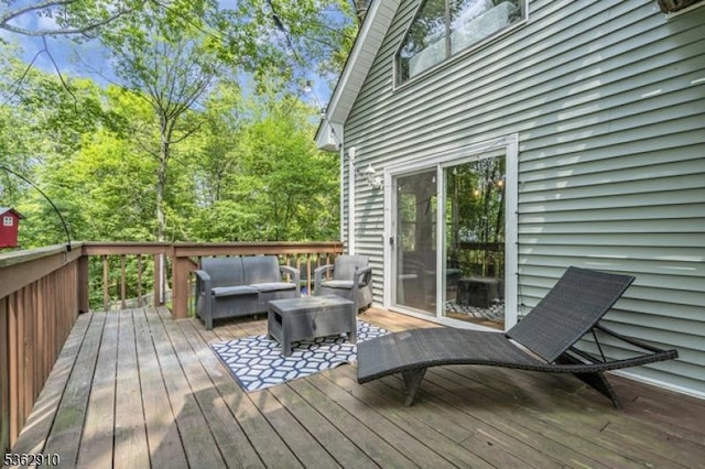72 Quenby Mountain Rd, Liberty Twp, NJ 07838 - wooden deck with an outdoor living space