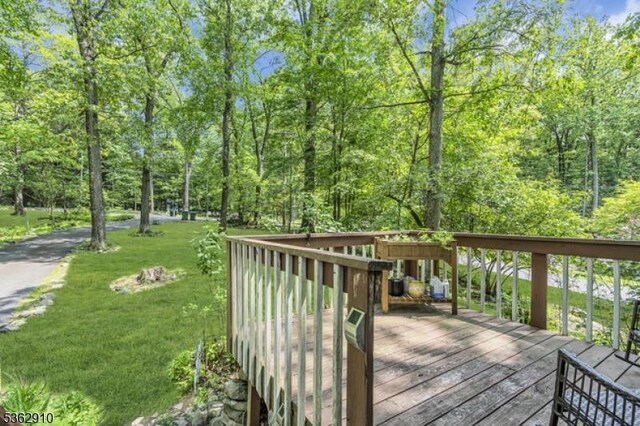 72 Quenby Mountain Rd, Liberty Twp, NJ 07838 - wooden deck featuring a yard