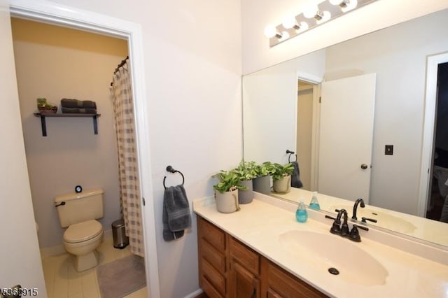 97 Wescott Rd, Bedminster Twp, NJ 07921 - bathroom with toilet, vanity, tile patterned flooring, and baseboards