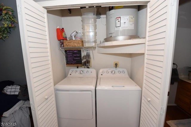 97 Wescott Rd, Bedminster Twp, NJ 07921 - washroom featuring electric water heater and washing machine and dryer