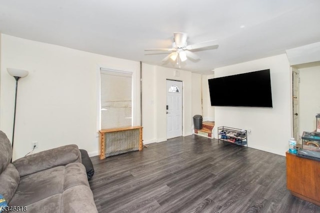 13 Franklin Pl, Wanaque Boro, NJ 07420 - living area featuring a ceiling fan and wood finished floors