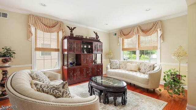 9 Independence Ct, Franklin Twp, NJ 08873 - living room with wood finished floors, ornamental molding, and recessed lighting