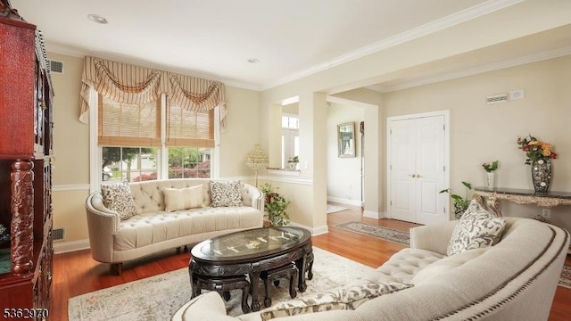 9 Independence Ct, Franklin Twp, NJ 08873 - living room with ornamental molding, wood finished floors, and recessed lighting