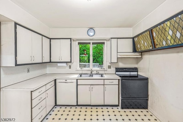 16 Sunset Trl, Rockaway Twp, NJ 07866 - kitchen featuring stove, white dishwasher, light countertops, under cabinet range hood, and white cabinetry