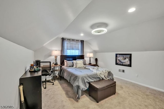 500 Charlestown Rd, Bethlehem Twp, NJ 08827 - bedroom with vaulted ceiling, light colored carpet, and an office area