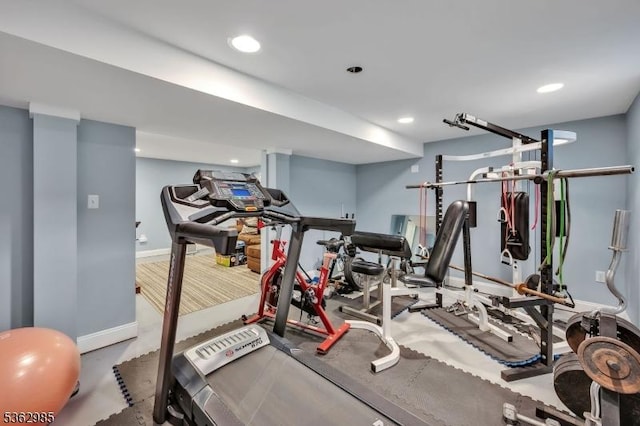 500 Charlestown Rd, Bethlehem Twp, NJ 08827 - workout room with baseboards and recessed lighting