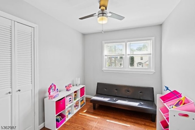 315 D St, Middlesex Boro, NJ 08846 - rec room with wood finished floors and a ceiling fan