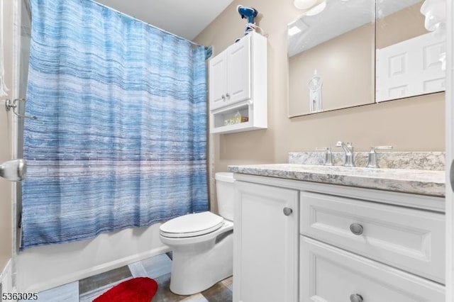 95 1st Ave, Woodbridge Twp, NJ 07064 - bathroom with vanity, shower / bath combo, and toilet