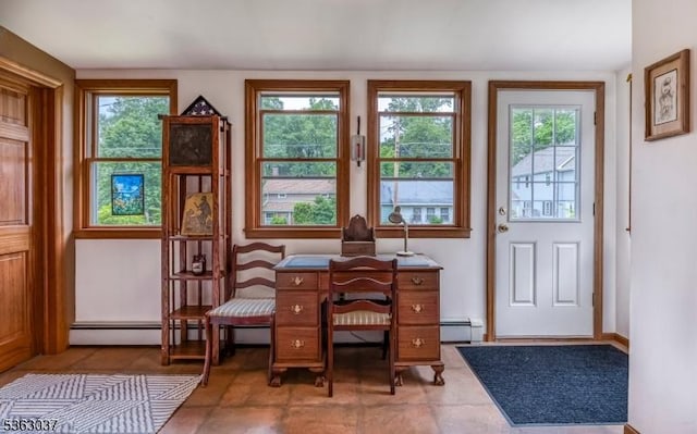 177 Schooleys Mountain Rd, Washington Twp, NJ 07853 - office area with a baseboard heating unit, plenty of natural light, and tile patterned floors