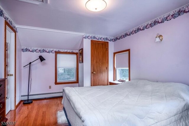 177 Schooleys Mountain Rd, Washington Twp, NJ 07853 - bedroom with baseboard heating and wood finished floors