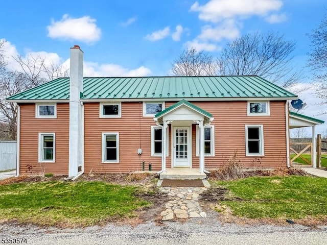 150 Mt Salem Rd, Wantage Twp, NJ 07461 - view of front of property with a chimney, a standing seam roof, and metal roof