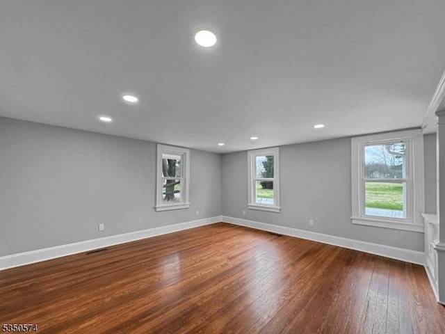 150 Mt Salem Rd, Wantage Twp, NJ 07461 - unfurnished room with dark wood-type flooring, baseboards, and recessed lighting