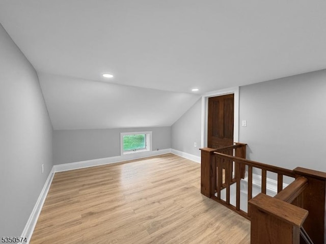 150 Mt Salem Rd, Wantage Twp, NJ 07461 - bonus room featuring light wood-style flooring, baseboards, lofted ceiling, and recessed lighting