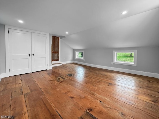 150 Mt Salem Rd, Wantage Twp, NJ 07461 - additional living space featuring lofted ceiling, wood-type flooring, baseboards, and recessed lighting