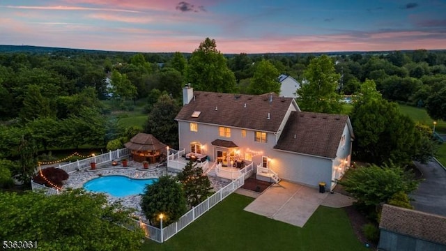 6 Fellen Pl, Hillsborough Twp, NJ 08844 - aerial view at dusk of view of pool and a view of trees