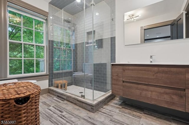34 Oak Bend Rd, West Orange Twp, NJ 07052 - full bathroom featuring plenty of natural light, vanity, and a shower stall