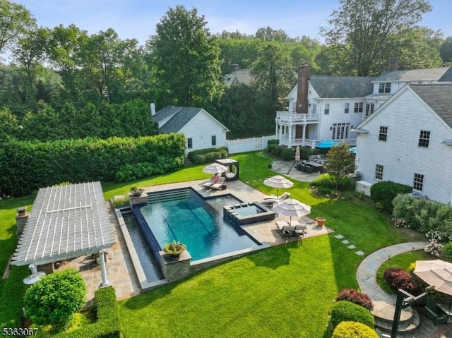 34 Oak Bend Rd, West Orange Twp, NJ 07052 - view of swimming pool featuring a patio area and a pool with connected hot tub