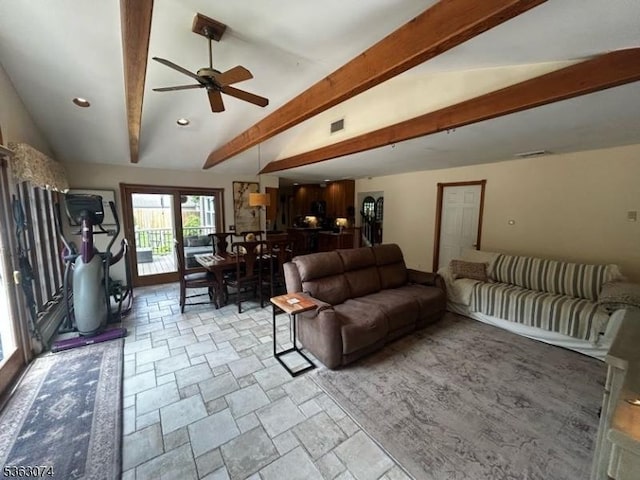 18 Falcon Ln, Washington Twp, NJ 07853 - living area with stone finish floors, ceiling fan, and recessed lighting