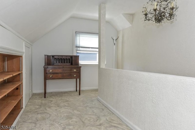 11-06 Marshall Rd, Fair Lawn Boro, NJ 07410 - additional living space with carpet, vaulted ceiling, a chandelier, and baseboards