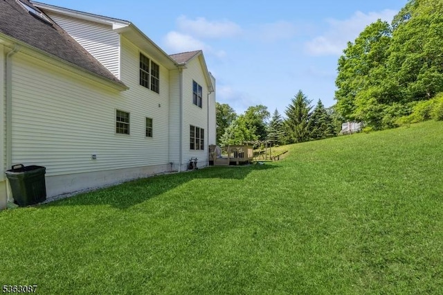42 Stephens Mill Rd, Mount Olive Twp, NJ 07840 - view of green lawn with a wooden deck