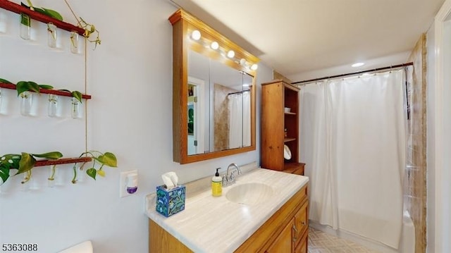 970 Cedar Dr, Stillwater Twp, NJ 07860 - full bath with vanity and shower / bath combination with curtain